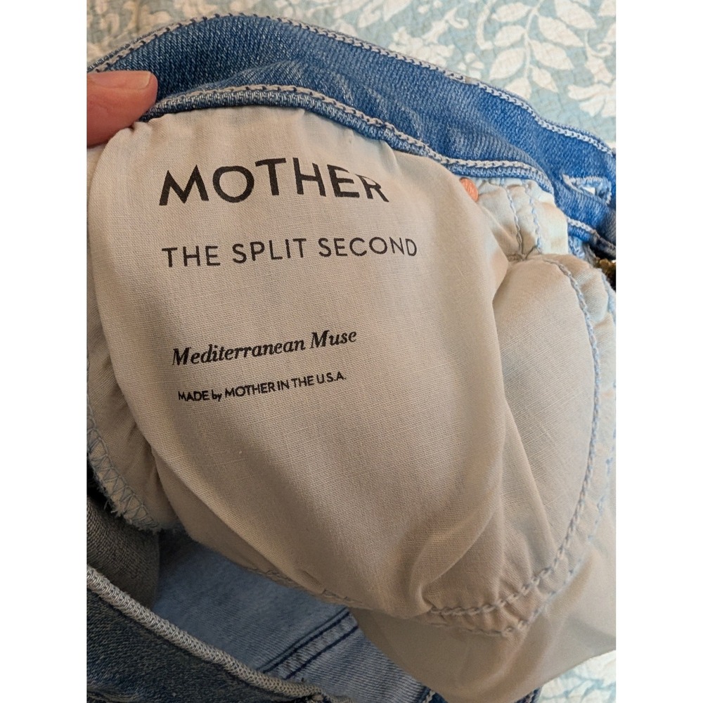 MOTHER The Split Second Denim Midi Skirt Mediterranean Muse Blue 28 Western - Picture 10 of 13